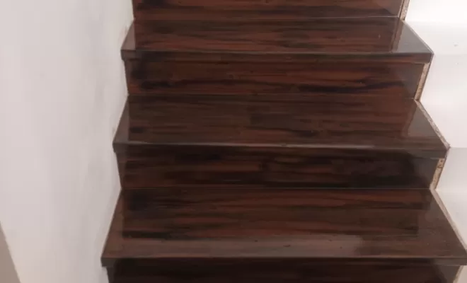 escalier brulé et application de lasure